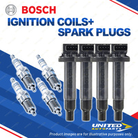 Bosch 4 Spark Plugs+4 Ignition Coils for Toyota Echo NCP13R 1.5L 1NZFE I4 16V