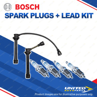 Bosch 4 Spark Plugs+Lead Kit for Suzuki SX4 YA11S YB11S YC11S 1.5L I4 06-14