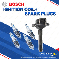 Bosch 4 Spark Plugs+Ignition Coil for Volkswagen Golf MK 4 1J Passat B5 3B I4