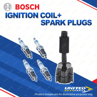 Bosch 4 Spark Plugs+Ignition Coil for Ford Transit VH VJ 2.3L E5FB I4 16V 00-08