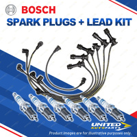 Bosch 6 Spark Plugs+Lead Kit for Toyota Cressida MX83R 3.0L 7MGE I6 142KW 88-93