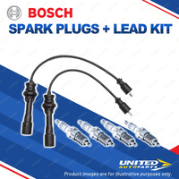 Bosch 4 Spark Plugs+Lead Kit for Ford Laser KN KQ SGNL SHPL 1.6L I4 78KW 99-02