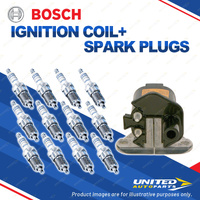 Bosch 12 Spark Plugs+Ignition Coil for BMW 750i 750iL E32 5.0L V12 88-94