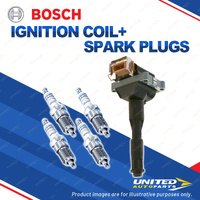 Bosch 4 Spark Plugs+Ignition Coil for BMW 318iS E36 1.8L M42B18 I4 16V 103KW