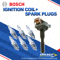 Bosch 6 Spark Plugs+Ignition Coil for BMW 320i 325i E36 520i E34 2.0L 2.5L I6