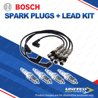 Bosch 4 Spark Plugs+Lead Kit for Volkswagen Golf MK 4 5 1J 1K Beetle 9C Caddy 2K
