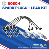 Bosch 4 Spark Plugs+Lead Kit for Mitsubishi Lancer CC CE Chariot Eterna I4