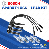 Bosch 4 Spark Plugs+Lead Kit for Subaru Impreza GD GG Liberty BE BH Legacy F4