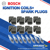 Bosch 8 Spark Plugs+8 Ignition Coils for Mercedes Benz CL55 CLK55 AMG 5.4L V8