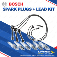 Bosch 6 Spark Plugs+Lead Kit for Toyota Hilux VZN185R Landcruiser VZJ90R 95R V6