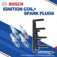 Bosch 4 Spark Plugs+Ignition Coil for Mercedes Benz A140 A160 A190 W168 I4 98-05