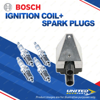 Bosch 4 Spark Plugs+Ignition Coil for Mercedes Benz C200 C220 W202 2.0L 2.2L I4