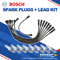 Bosch 8 Spark Plug+Lead Kit for Holden Monaro One Tonner Panel Premier HJ HX HZ