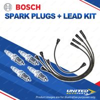 Bosch 4 Spark Plugs+Lead Kit for Ford Escort MK1 MK2 1.1L 1.3L I4 8V 68-83