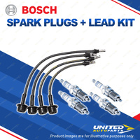 Bosch 4 Spark Plugs+Lead Kit for Toyota Spacia YR22R Townace YR39R 2.2L 2.0L I4