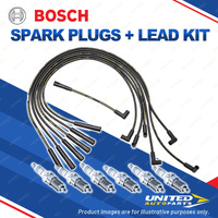 Bosch 6 Spark Plugs+Lead Kit for Ford Fairlane NL EL LTD DL 4.0L I6 157KW 96-99