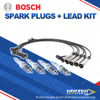 Bosch 4 Spark Plugs + Lead Kit for Volkswagen Transporter T4 70 2.5L I5 10V