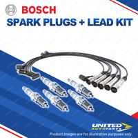 Bosch 5 Spark Plugs+Lead Kit for Volkswagen Caravelle T4 70 2.5L ACU I5 93-96