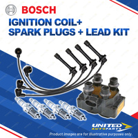 Bosch 4 Spark Plugs Coil Lead Kit for Mazda 626 GF GFSP GFSS 2.0L I4 97-02