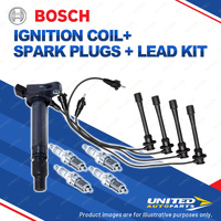 Bosch 4 Spark Plugs Coil Lead Kit for Toyota Hilux RZN185R 2.7L I4 112KW 00-02
