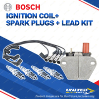 Bosch 4 Spark Plugs Coil Lead Kit for Mercedes Benz 190E W201 2.0L 2.3L I4 84-93