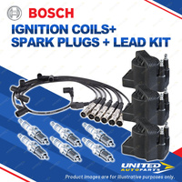 Bosch 6 Spark Plugs 3 Coil Lead Kit for Mercedes Benz 260E W124 2.6L I6 88-91