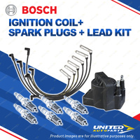 Bosch 6 Spark Plugs Coil Lead Kit for Holden Statesman WH 3.8L V6 171KW 01-03