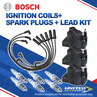 Bosch 6 Spark Plugs 3 Coil Lead Kit for Holden Statesman WH 3.8L V6 152KW 01-03