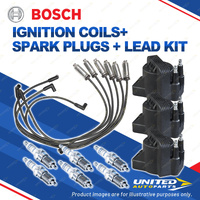 Bosch 6 Spark Plugs 3 Coil Lead Kit for Holden Commodore VG VN Calais 3.8L 125KW