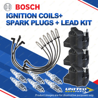 Bosch 6 Spark Plugs 3 Coils Lead Kit for Holden Statesman Caprice VR VQ 3.8L V6