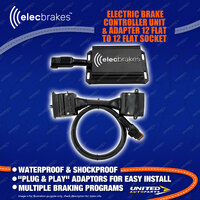 Elecbrakes Electric Brake Controller + Adaptor Bundle 12 Flat to 12 Flat Socket