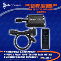 Elecbrakes Electric Brake Controller + Adaptor + Remote Bundle A7LR-12 socket