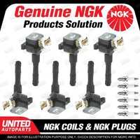 NGK 6 Spark Plugs + 6 Igniton Coils for BMW 320i 325i E36 520i E34 6Cyl