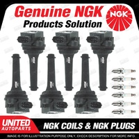 NGK 6 Spark Plugs + 6 Igniton Coils for Volvo S80 XC90 2.9L 2003-2006