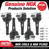NGK 5 Spark Plugs + 5 Igniton Coils for Volvo C70 C30 V50 2.4L 5Cyl