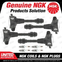 NGK 4 Spark Plugs + 4 Igniton Coils for Nissan Micra K12 1.4L 4Cyl