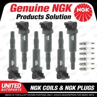 NGK 6 Spark Plugs + 6 Igniton Coils for BMW 525i E60 130i E87 6Cyl