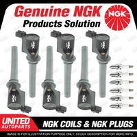 NGK 6 Spark Plugs + 6 Igniton Coils for Mazda MPV LWA2 3.0L V6 Premium Quality