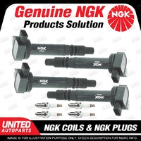 NGK 4 Spark Plugs + 4 Igniton Coils for Toyota Landcruiser RZJ120R