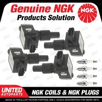 NGK 4 Spark Plugs + 4 Igniton Coils for Mazda RX-8 1.3L 2003-2011