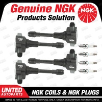 NGK 4 Spark Plugs + 4 Igniton Coils for Nissan Micra K13 1.5L 4Cyl
