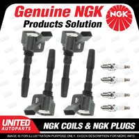 NGK 4 Spark Plugs + 4 Igniton Coils for Audi A5 8T 1.8L 4Cyl 2012-2018