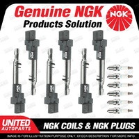 NGK 6 Spark Plugs + 6 Igniton Coils for Volkswagen Golf Mk4 Mk5 Multivan T5 7H