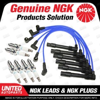 6 x NGK Spark Plugs + Ignition Leads Set for Audi A6 C5 Quattro 2.7L V6