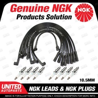 8 NGK Spark Plugs + Ignition Leads Set for Holden Statesman HJ HQ HX Utility HZ