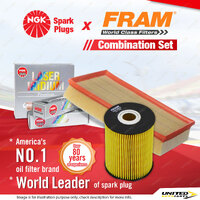 NGK Laser Iridium Spark Plugs & Fram Filter Kit for VW Transporter Multivan T5