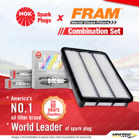 NGK Laser Platinum Spark Plugs & Fram Air Filter for Holden Rodeo TF Frontera MX