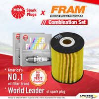 NGK Laser Platinum Spark Plugs & Fram Oil Filter for Audi A8 D2 4.2L AUW 8Cyl