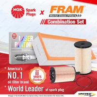 NGK Laser Platinum Spark Plugs + Fram Filter Service Kit for VW Eos 1F BMM CBAB