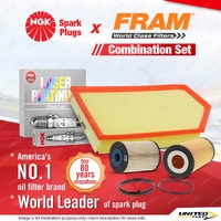 NGK Laser Platinum Spark Plugs + Fram Filter Service Kit for Volvo XC70 2.4L